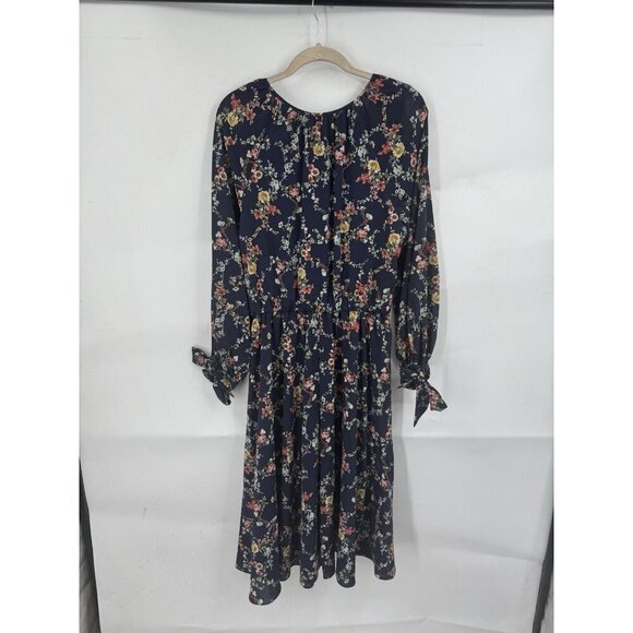 Gal Meets Glam Bonnie Floral Blouson Dress Women 8 Navy Blue Peasant Cottage - Picture 2 of 11